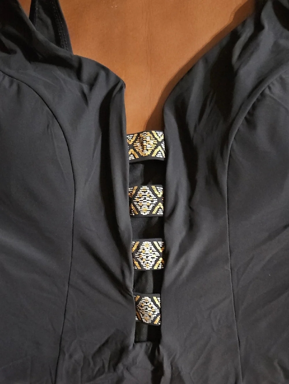 Contours By Coco Reef Black Gold Silver Underwire One Piece Swimsuit Padded NWT - Picture 4 of 4